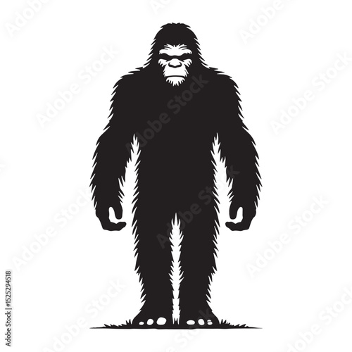 Shadowy Bigfoot ape-like shape vector - bigfoot silhouette - bigfoot vector - silhouette of bigfoot - wilderness legend graphic
