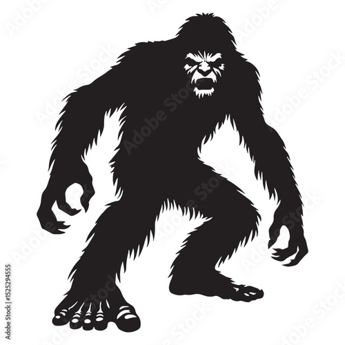 Dark Bigfoot forest giant outline - bigfoot silhouette - bigfoot vector - silhouette of bigfoot - Bigfoot illustration - cryptid creature icon
