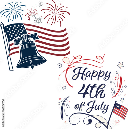 Fourth of July Independence Day background with patriotic American flag, stars, and stripes design, symbolizing freedom and national celebration in the USA