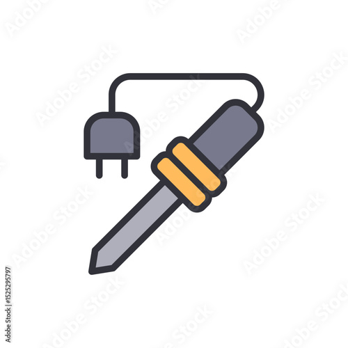 Detailed Vector Illustration Of A Soldering Iron With Power Cord