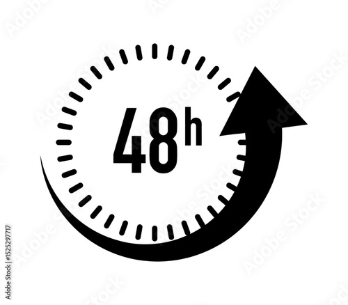 48-hours delivery time icon, black arrow up