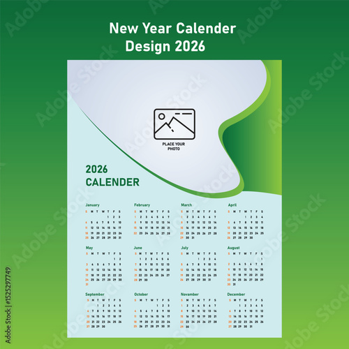New Year Calender design 2026 template vactor design calender12 month
