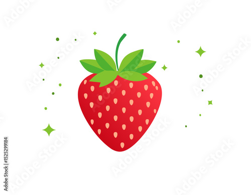 Wholesome strawberry art piece with playful color palette, arranged with clean layout and generous copy space.