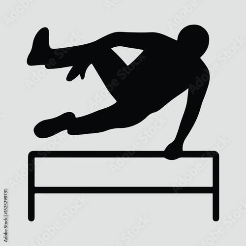 Silhouette acrobat vaults over bar in a gymnastics Illustration Vector