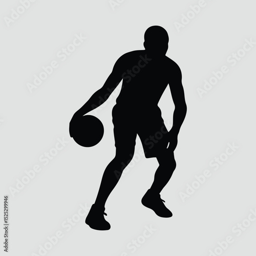 Silhouette Basketball player dribbling the ball Vector Illustration