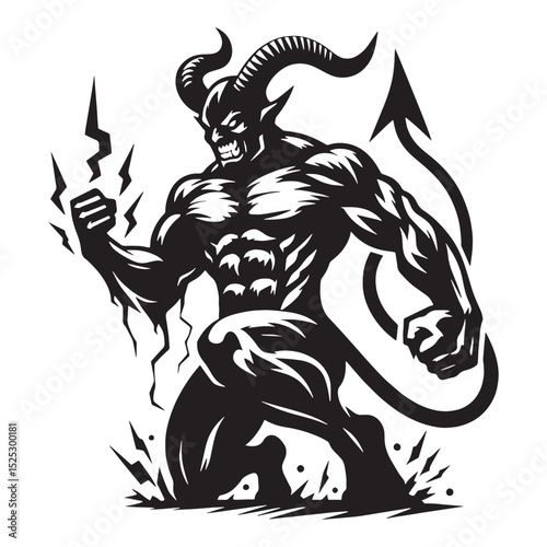 Vector Devil concept image - devil silhouette - devil vector - silhouette of devil - prince of darkness art - fallen angel symbol - tempting figure design
