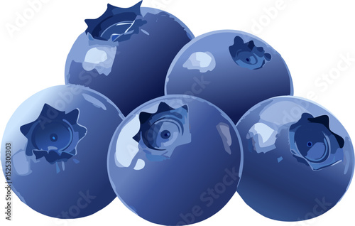 A bunch of fresh blueberries presented on display, exuding freshness and purity. The blueberries are a beautiful shade of blue, glistening with a fresh, natural sheen.
