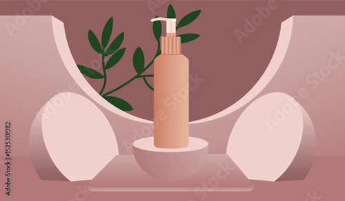 Product sale podium with plant elements aesthetic 3D setup for branding, Ads Templates, banner, mockup, Label highlights