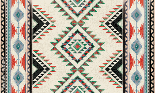 Navajo tribal black vector seamless pattern. Native American ornament. Ethnic South Western decor style. Boho geometric ornament. seamless pattern. blanket, rug. Woven carpet illustration