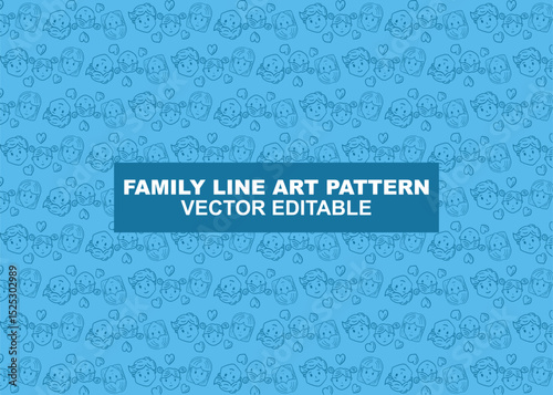 happy family line art seamless pattern. illustration hand draw