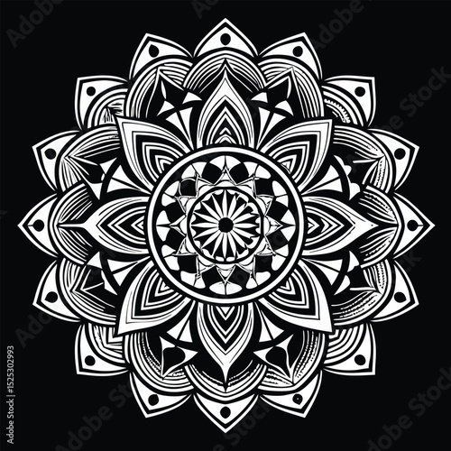 Abstract floral mandala pattern with a seamless ornamental flower design