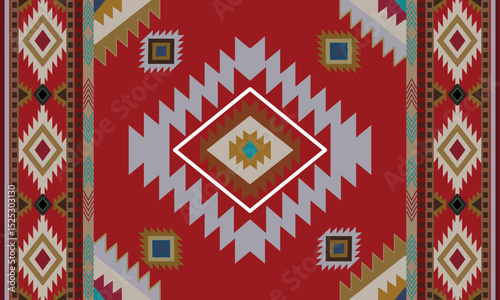 Navajo tribal black vector seamless pattern. Native American ornament. Ethnic South Western decor style. Boho geometric ornament. seamless pattern. blanket, rug. Woven carpet illustration