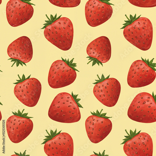 Seamless strawberry pattern on light background, playful fruity design