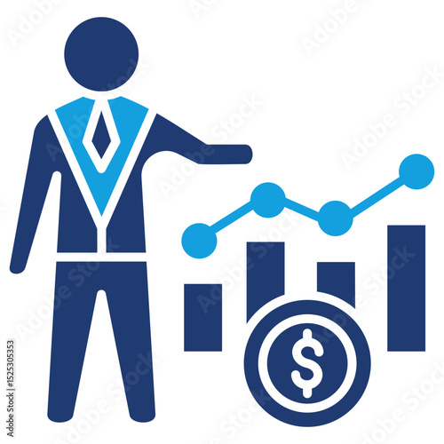 Broker Flat Blue Icon