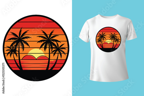 Vibrant sunset ocean t shirt sunset beach design warm golden hues calm sea on transparent background