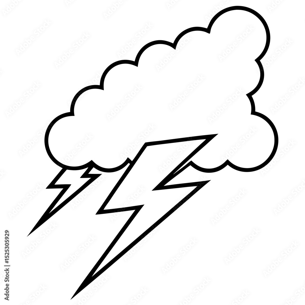 Retro Thunderbolt Vector Art