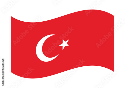 Waving  Turkey Flag – National Flag of  Turkey in Vector Illustration Style. Flag icon of  Turkey.