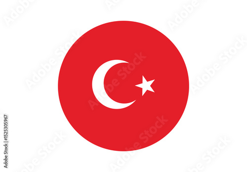 Round  Turkey Flag Icon –  Turkey Flag Circular Vector Badge with Standard Colors and National Symbol. Circle Flag Icon of  Turkey, Button Badge Icon.
