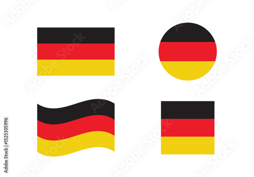 Flag icons of Germany. Germany Official National Flag. Flat Digital Vector Illustration of  Germany Flag and National Emblem. Rectangular  Germany Flag Icon – Standard Size and Colors.
