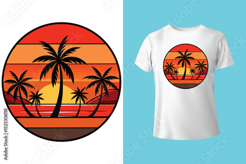Vibrant sunset ocean t shirt sunset beach design warm golden hues calm sea on transparent background