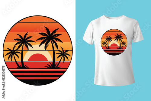 Vibrant sunset ocean t shirt sunset beach design warm golden hues calm sea on transparent background