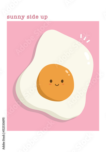 Sunny side up scrambled egg cute colorful design illustration editable for use
