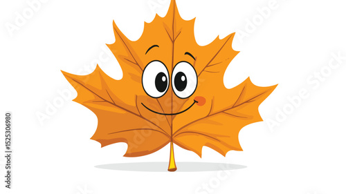 Cute Autumn Leaf Cartoon Character Vector Illustration EPS