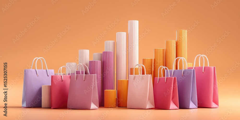 Fototapeta premium graph of shopping bags