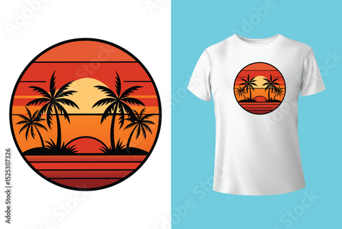 Vibrant sunset ocean t shirt sunset beach design warm golden hues calm sea on transparent background