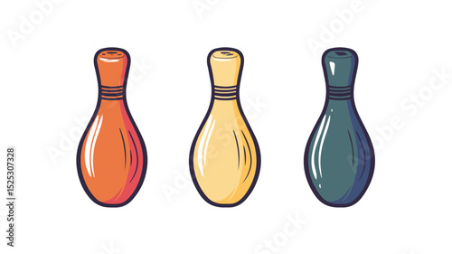 Bowling Pins Icon Vector Illustration for Sports Events and Recreation Designs