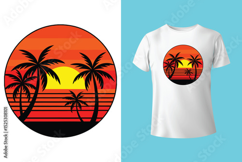 Vibrant sunset ocean t shirt sunset beach design warm golden hues calm sea on transparent background