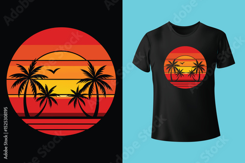 Vibrant sunset ocean t shirt sunset beach design warm golden hues calm sea on transparent background