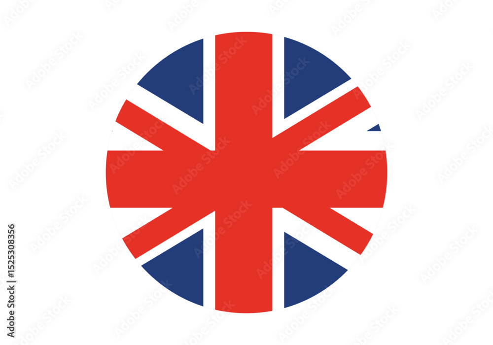 Obraz premium Round United kingdom Flag Icon – United kingdom Flag Circular Vector Badge with Standard Colors and National Symbol. Circle Flag Icon of United kingdom, Button Badge Icon. 