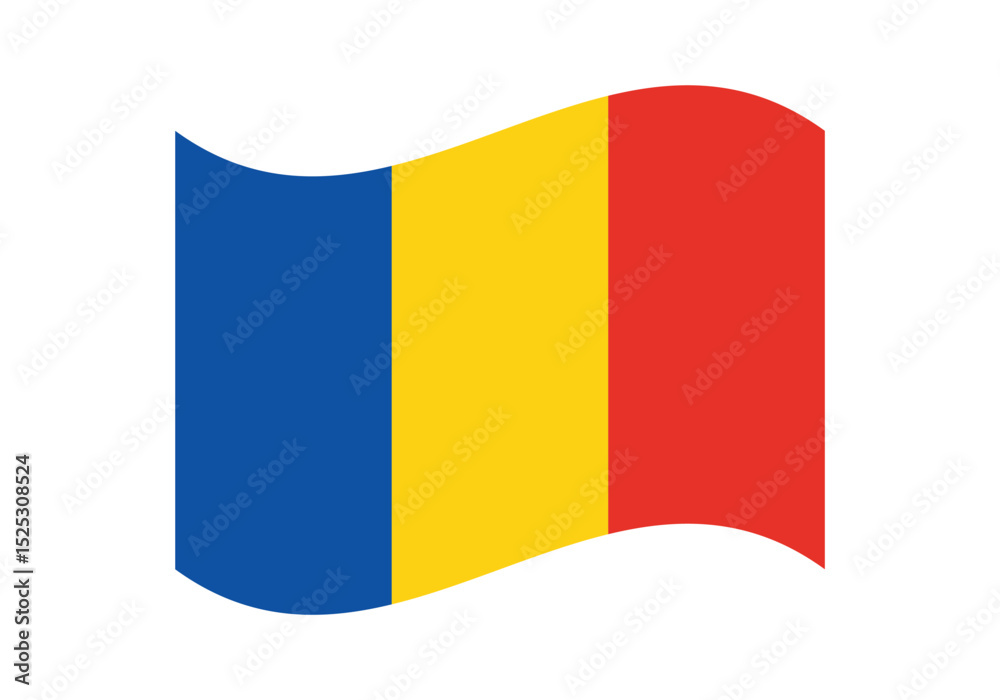 Fototapeta premium Waving Romania Flag – National Flag of Romania in Vector Illustration Style. Flag icon of Romania.