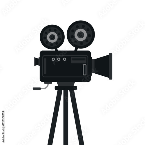 Retro movie camera icon. Concept for a film festival or movie screening. Vector image of film equipment on a white background. Perfect for movies, the film industry, and creatively designed banners.