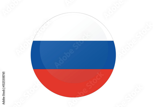 Round  Russia Flag Icon –  Russia Flag Circular Vector Badge with Standard Colors and National Symbol. Circle Flag Icon of  Russia, Button Badge Icon.
