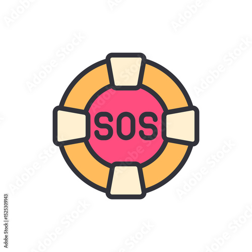 Vibrant Lifebuoy Symbolizing Emergency Assistance And Crisis Communication