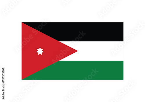 Flag icon of Jordan. Jordan Official National Flag. Flat Digital Vector Illustration of  Jordan Flag and National Emblem. Rectangular  Jordan Flag Icon – Standard Size and Colors.