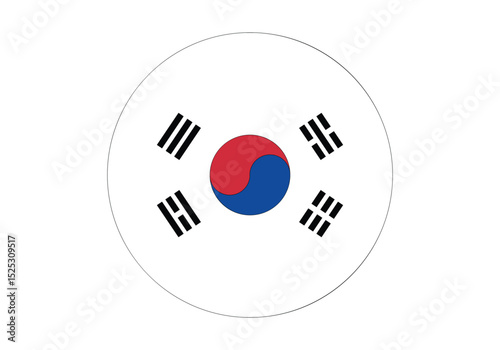 Circular Circle Flag Icon Logo of South Korea. Round or Circle Flag Selection Button Badge Icon with South Korea Flags Vector Image. National symbol of S Korea. South Korea America patriotic sign flag