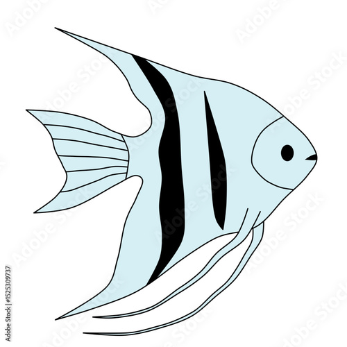 A stylized illustration of a freshwater angelfish, ideal for aquarium, pet, or aquatic designs.