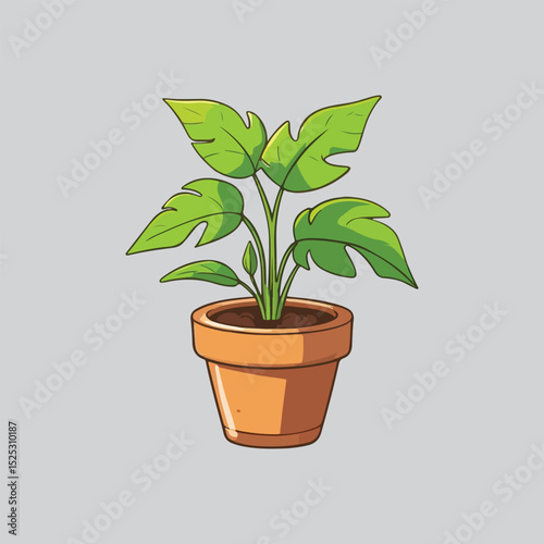 Cartoon illustration of a potted houseplant