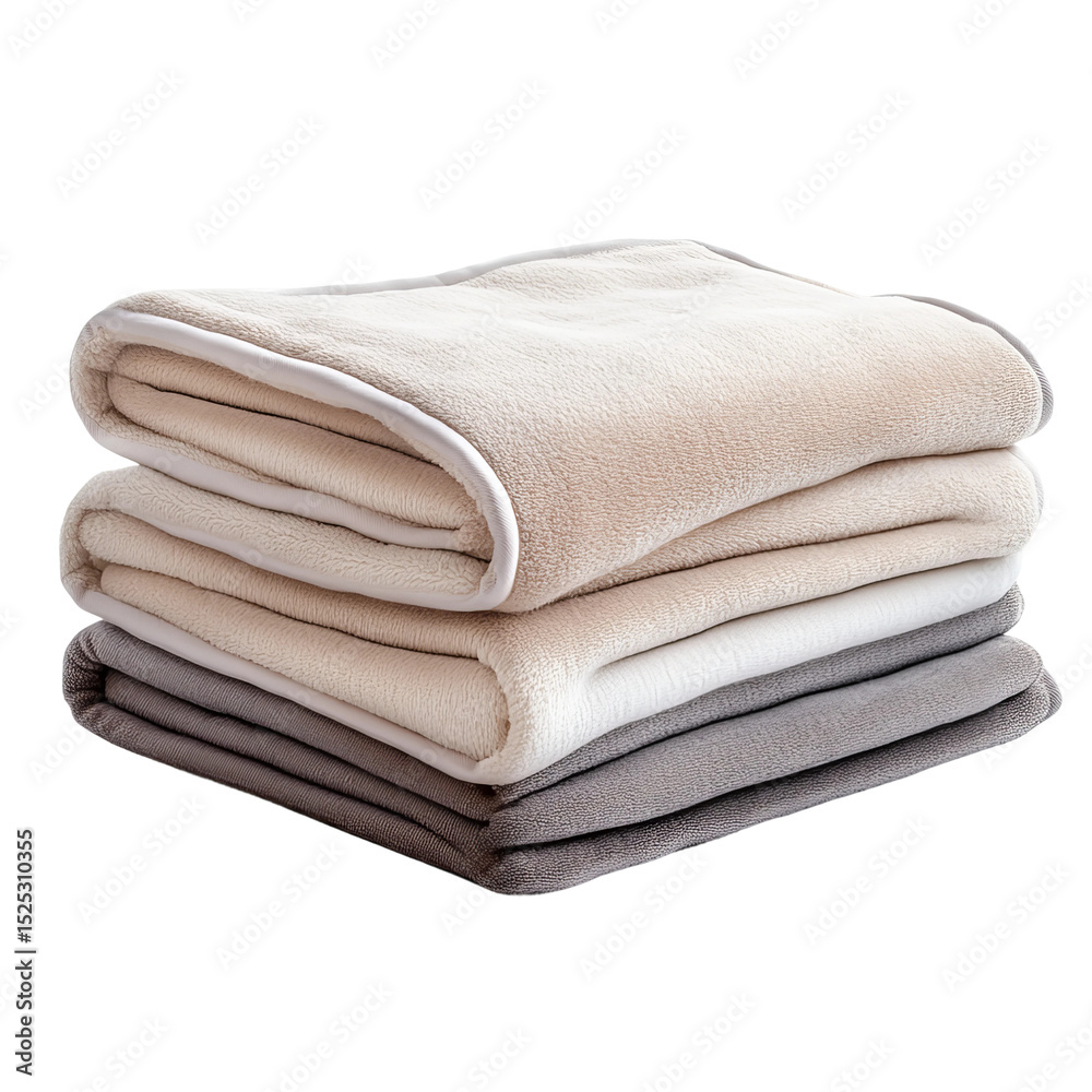 Cozy Comfort: Folded Blankets in Earth Tones: a stack of inviting blankets in shades of beige, cream, and gray, offering a visual of comfort and warmth. Cozy Comfort: Folded Blankets in Earth Tones: a stack of inviting blankets in shades of beige, cream, and gray, offering a visual of comfort and warmth.