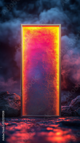 front view, trading card frame, polished copper trading card frame, ultra-thin (3% width), crisp modern edge, pastel club gradient glow on outer edge