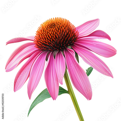 Vibrant Coneflower: A close-up, high-angle shot showcasing the exquisite details of a single, vibrant coneflower in full bloom, revealing its delicate petals and intricate center.