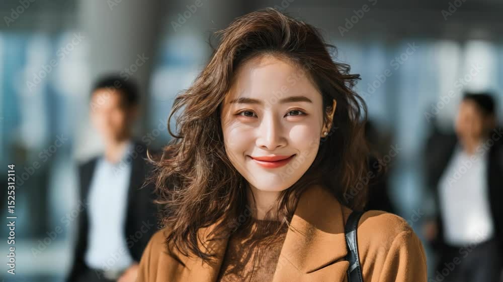 pretty young Asian working woman smiling at modern office, happy cheerful atmosphere pretty young Asian working woman smiling at modern office, happy cheerful atmosphere