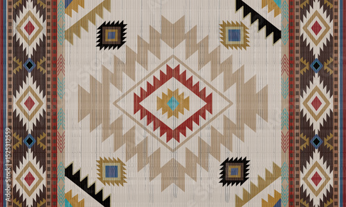 Navajo tribal black vector seamless pattern. Native American ornament. Ethnic South Western decor style. Boho geometric ornament. seamless pattern. blanket, rug. Woven carpet illustration