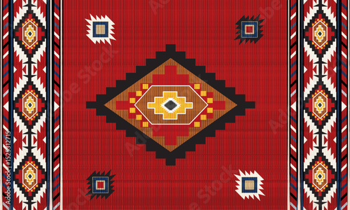 Navajo tribal black vector seamless pattern. Native American ornament. Ethnic South Western decor style. Boho geometric ornament. seamless pattern. blanket, rug. Woven carpet illustration