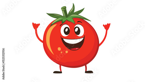 Cute Tomato Cartoon Character Vector Illustration for Kid's Designs