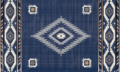 Navajo tribal black vector seamless pattern. Native American ornament. Ethnic South Western decor style. Boho geometric ornament. seamless pattern. blanket, rug. Woven carpet illustration
