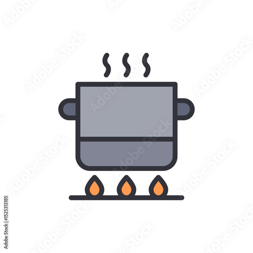 Steaming Cooking Pot On The Stove Illustration With Transparent Style